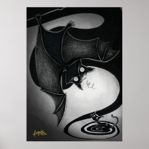 Boo Kattunge med ett Poster av Yzzy Fladdermus