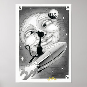 Boo Kattunge Rockets till Måne Poster