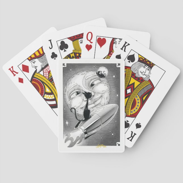 Boo Kattunge Rockets till Måne-spelkort Casinokort (Baksidan)