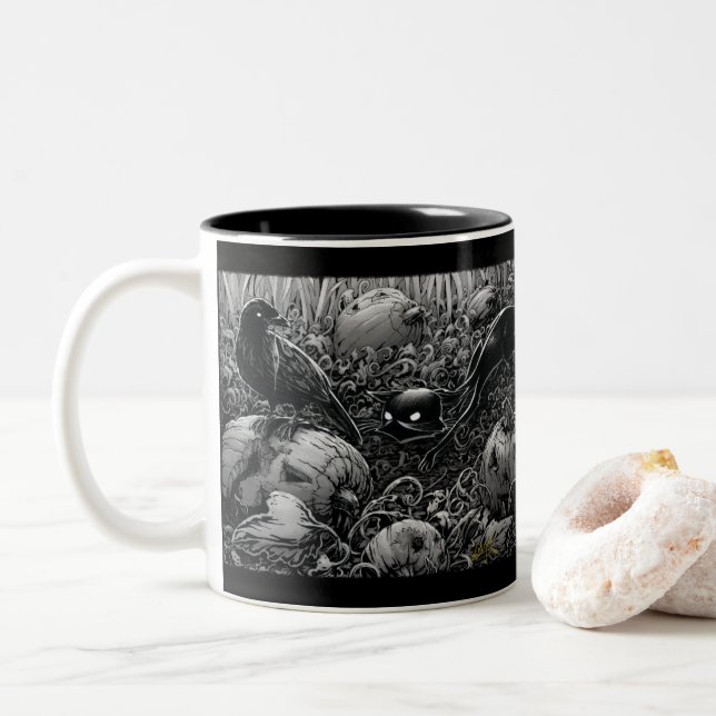 Boo Kattunge Stalks a Raven Two Tone Coffee Mugg (Med munk)