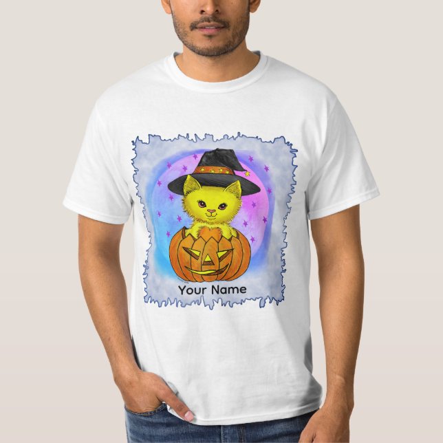 Boo Kitty Katt Häxa t-shirt (Framsida)