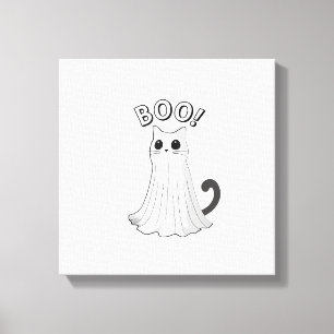 Boo Kitty Söt Spök Katt Halloween Kuslig Kittel T Canvastryck