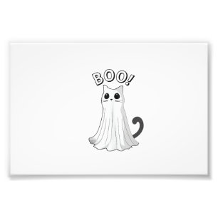 Boo Kitty Söt Spök Katt Halloween Kuslig Kittel T Fototryck