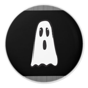 BOO! Kuslig söt spökhalloween svart vit Knopp