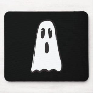 BOO! Kuslig söt spökhalloween svart vit Musmatta