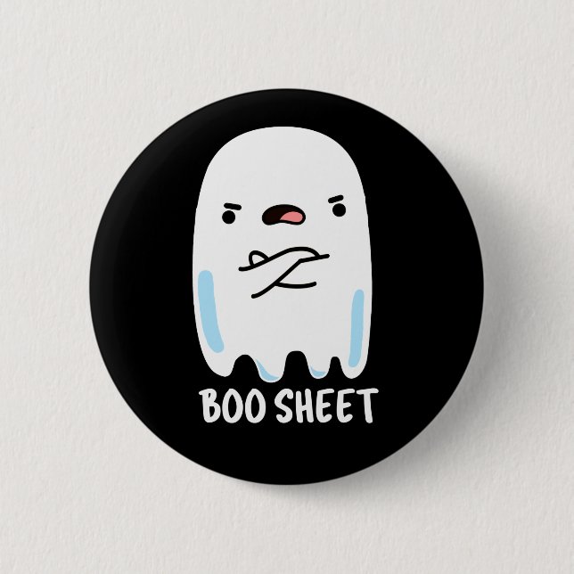 Boo Lakan Funny Halloween Ghost Pun Mörk BG Knapp (Framsida)