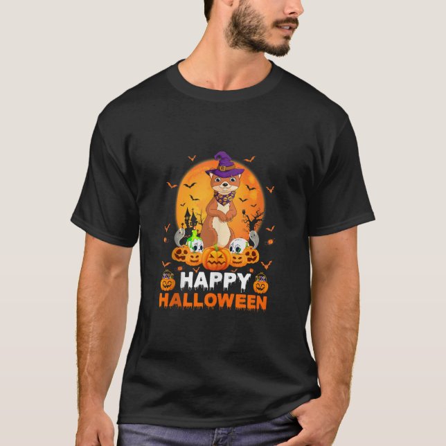 Boo Lakan Scary Ghost Pumpkin Måne Witch Weasel Ha T Shirt (Framsida)
