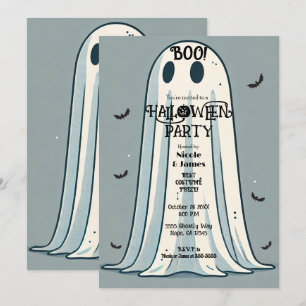 BOO! Lakan Spöke Vintage Grön Halloween Inbjudningar