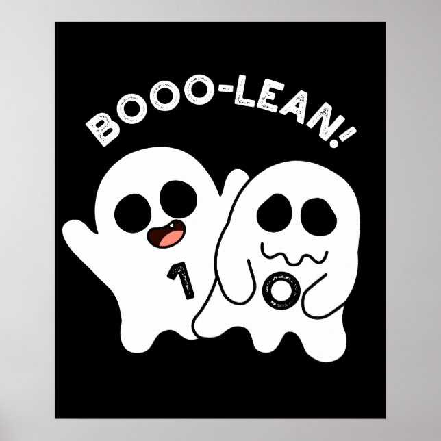 Boo-lean Funny Computer Ghost Boolean Pun Mörk BG Poster (Framsidan)