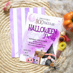 BOO lila gnome vattencolor children halloween fest Inbjudningar