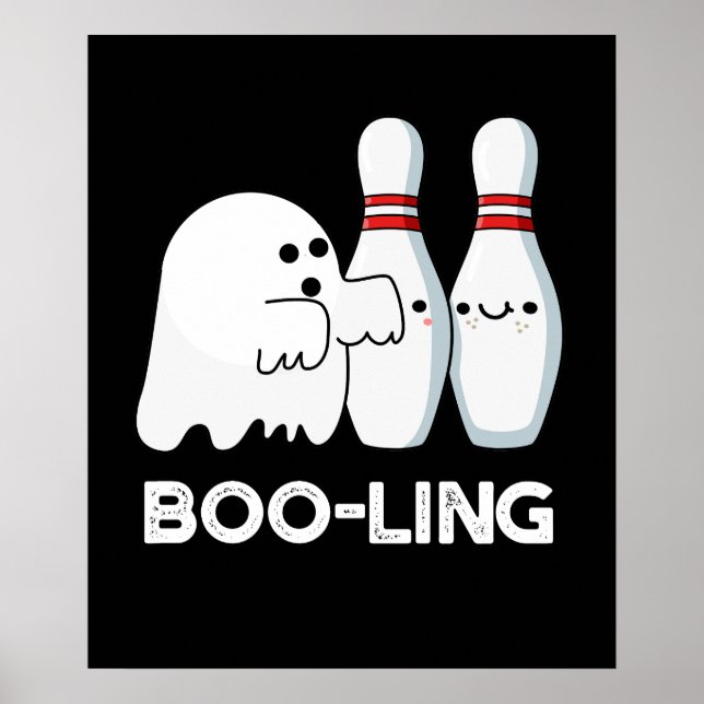 Boo ling Funny Halloween Bowling Ghost Pun Mörk BG Poster (Framsidan)