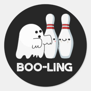 Boo ling Funny Halloween Bowling Ghost Pun Mörk BG Runt Klistermärke
