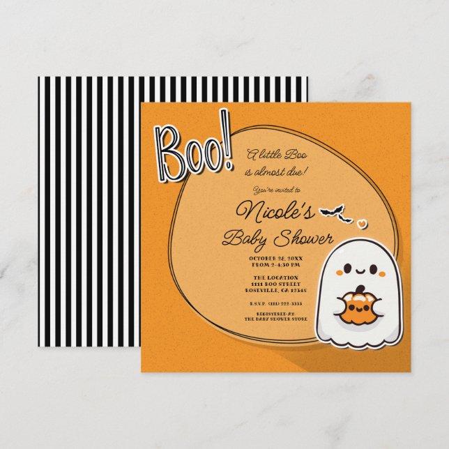 BOO! Liten Spök Halloween Babykalas Inbjudningar (Fram/baksida)