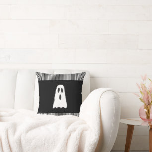 BOO! Ljusande sötsaker spöke Halloween Svart Vitt Kudde