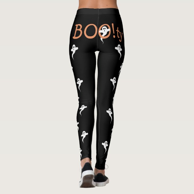 BOO! Lustig Booty Pun Cute Ghost Mönster Halloween Leggings (Baksida)
