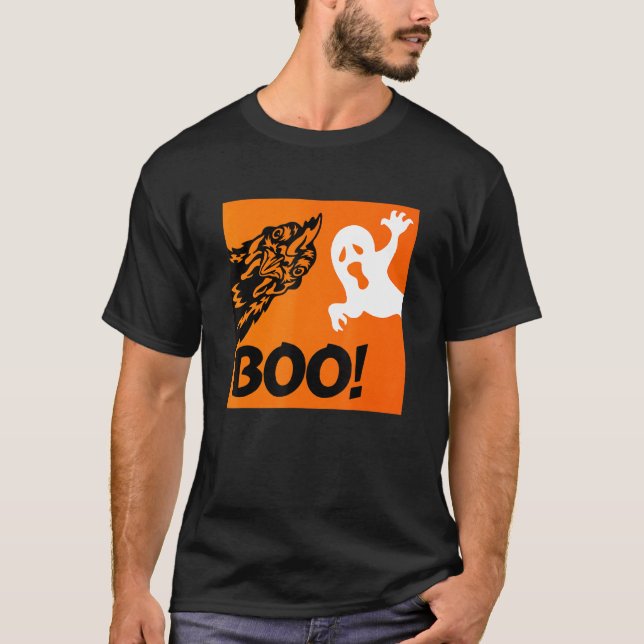 Boo! Lustiny Gömmande Peekaboo Scary Halloween Chi T Shirt (Framsida)