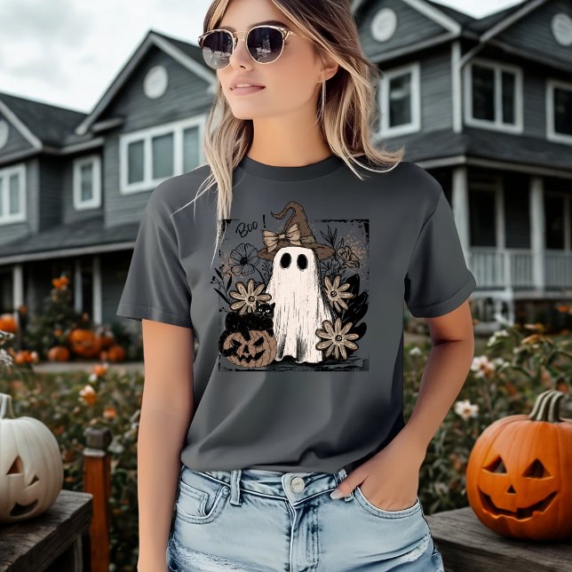 Boo Magic Vibes Boho Blommande Spöke T Shirt (Skapare uppladdad)