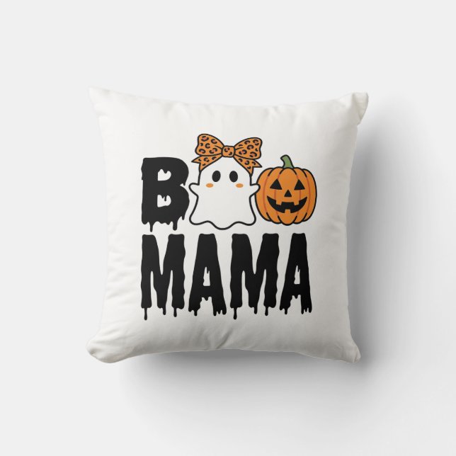 Boo Mama Halloween-spöke Pumpa Båge Design Kudde (Framsida)