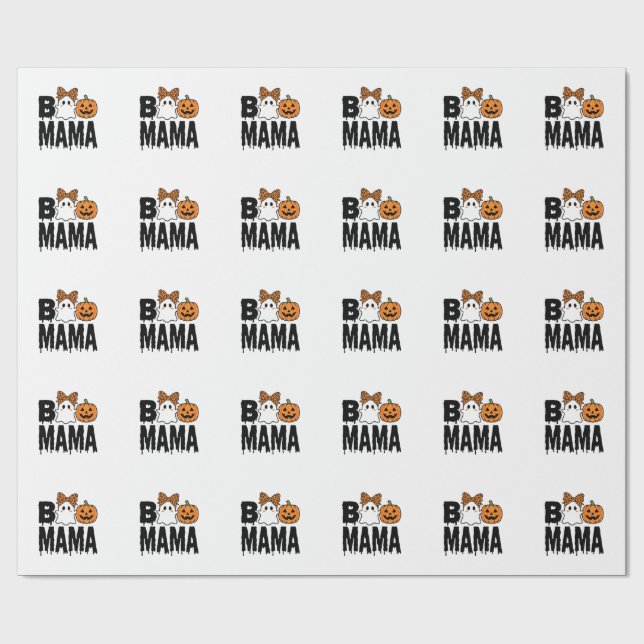 Boo Mama Halloween-spöke Pumpa Båge Design Presentpapper (Platt)