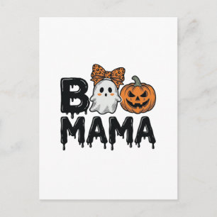 Boo Mama Halloween-spöke Pumpa Mamma T-Shirt Desig Vykort