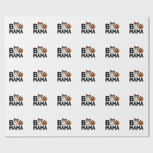 Boo Mama Halloween Spökpumpa Mamma T-Shirt Design_ Presentpapper (Platt)