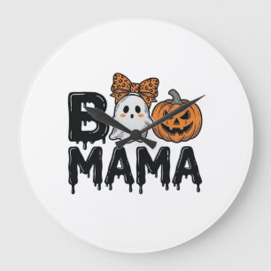 Boo Mama Halloween Spökpumpa Mamma T-Shirt Design_ Stor Klocka