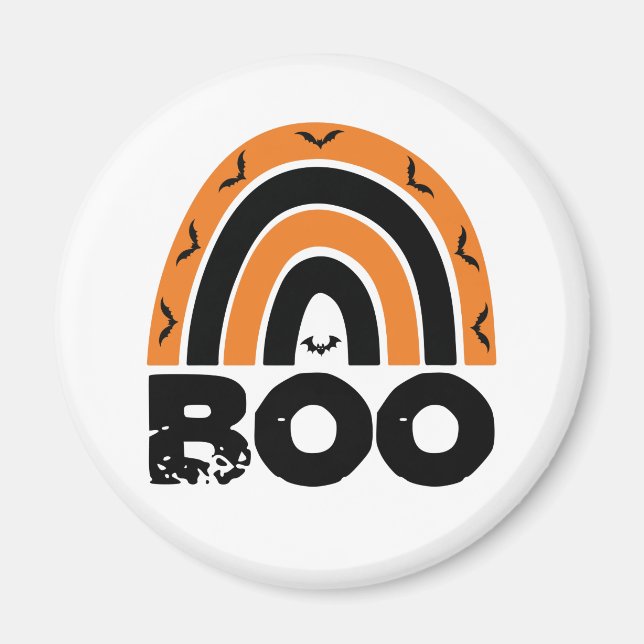 Boo med flygande Fladdermöss och regnbåge Magnet (Framsidan)