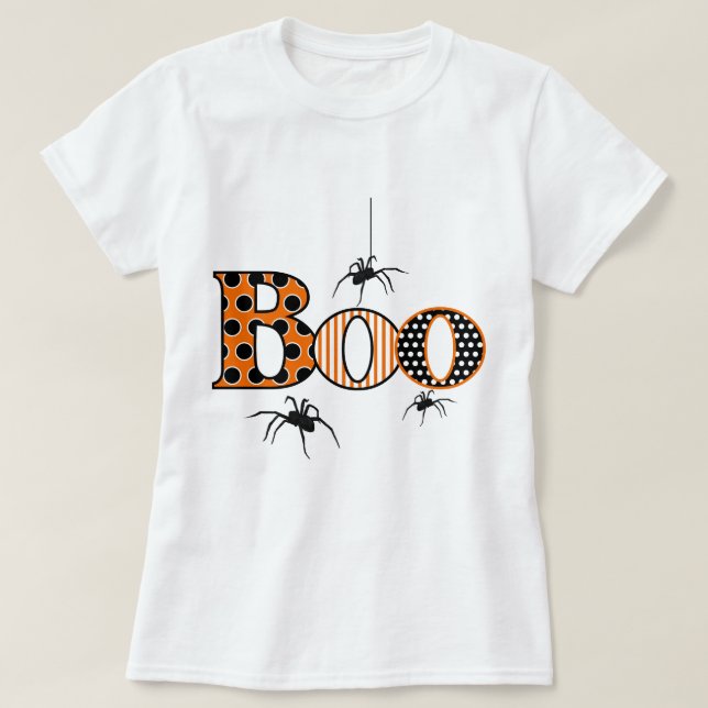 BOO med Spiders Halloween Tee Shirt (Design framsida)