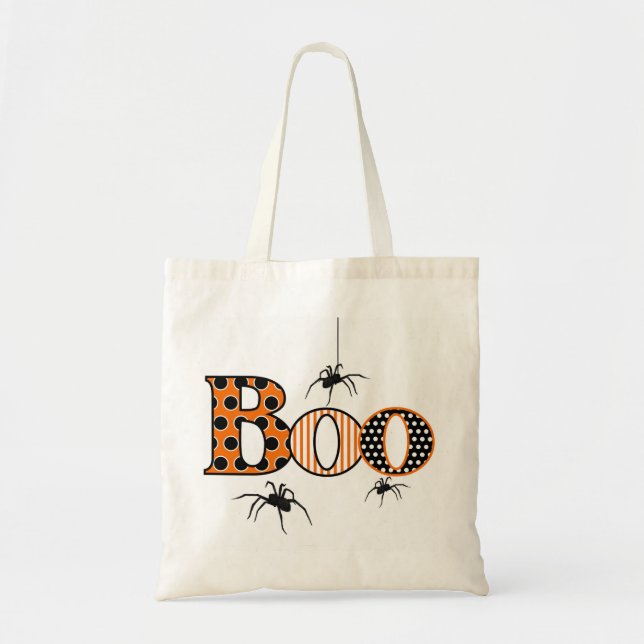 BOO med Spiders Halloween Tygkasse (Framsidan)