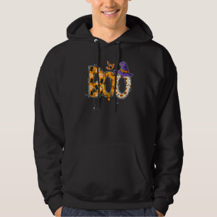 Boo med spindlar häxhatt Halloween kostym fest Hoodie