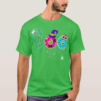 Boo med spindlar och flis med Halloween fest T Shirt