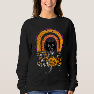 Boo Med Spindlar Och Häxhatt Halloween Regnbåge 2 T Shirt