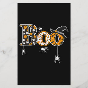 Boo med spindlar och spisar med Halloween Brevpapper
