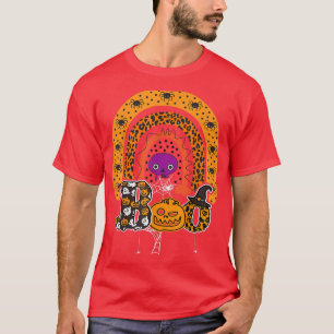 Boo med spindlar och spisar med Halloween Rainbow T Shirt