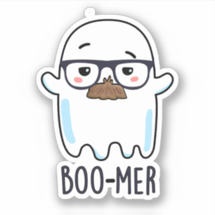 Boo-mer Cute Mitten Åldras Ghost Pun Klistermärken