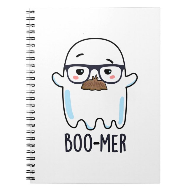Boo-mer Funny Mitten Åldras Ghost Pun Anteckningsbok (Framsidan)
