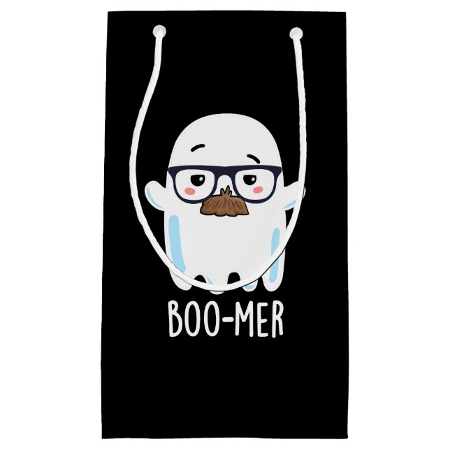 Boo-mer Funny Mitten Åldras Ghost Pun Mörk BG (Framsidan)
