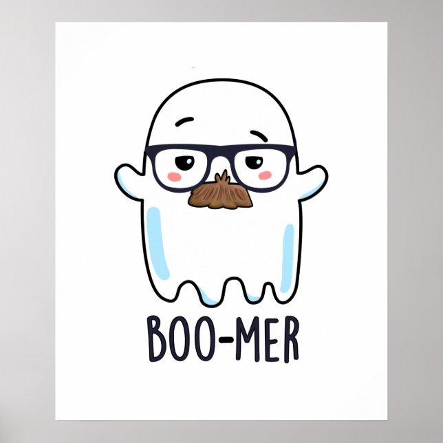 Boo-mer Funny Mitten Åldras Ghost Pun Poster (Framsidan)