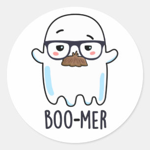 Boo-mer Funny Mitten Åldras Ghost Pun Runt Klistermärke