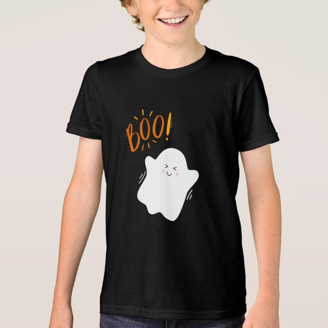Boo Minimalist Ghost Halloween T-Shirt (Framsida)