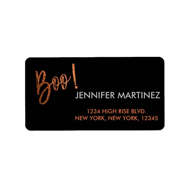 Boo! Modern Halloween-adressetikett Adressetikett (Framsidan)
