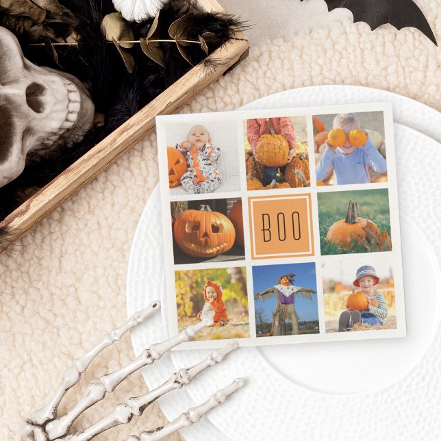 Boo Modern Halloween Photo Collage Pappersservett (Skapare uppladdad)