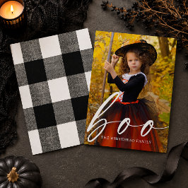 Boo Modern Script Anpassad Foto Halloween Julkort
