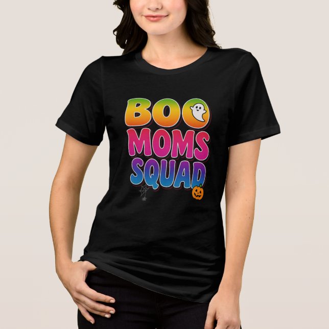 BOO Moms Squad Halloween Spöke & Pumpa Tie-Dye T Shirt (Framsida)