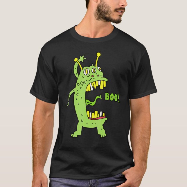 Boo Monster Alien Halloween T Shirt (Framsida)