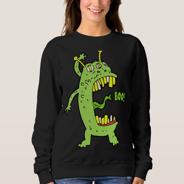 Boo Monster Alien Halloween T Shirt (Framsida)