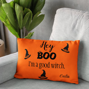 Boo Namn på Orange Halloween accent Pillow Prydnadskudde