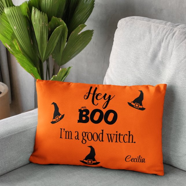 Boo Namn på Orange Halloween accent Pillow Prydnadskudde (Skapare uppladdad)
