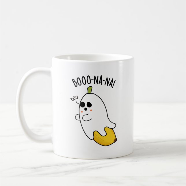 Boo-nana Funny Ghost Banana Pun Kaffemugg (Vänster)