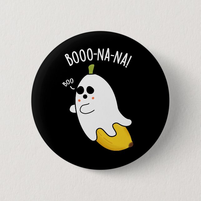 Boo-nana Funny Ghost Banana Pun Mörk BG Knapp (Framsida)